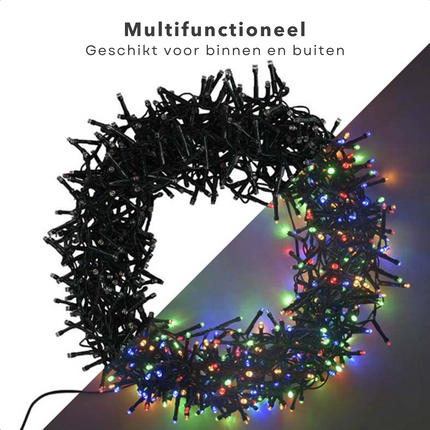 Cheqo® Micro Cluster - Kerstverlichting - Kerstboomverlichting voor Binnen en Buiten - 1000 LED's - 20m - Multicolor - 8 Functies - 270cm Boom - 2cm Ruimte - 3m Aansluitsnoer - IP44 Clusterverlichting