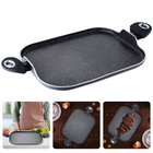 Cheqo® Grill-pan - Geperst Aluminium - 2 Stay-Cool Handvatten - Marmer Coating - Anti-aanbaklaag - Inductie-geschikt - 35.5x28.2x1.3cm - Voor Alle Warmtebronnen - Bakpan Grillpannen