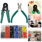 Cheqo® Krimptang Set met 1200 Hulzen - 200mm + Zijsnijtang 110mm - 1200 Adereindhulzen 0.25-10mm2 - Gelijkmatige Vierkantdruk - Ergonomisch - Antislipcoating - Adereindhulstang Krimptangen