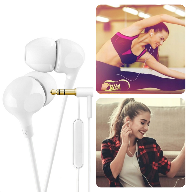Cheqo® 8.6mm In-Ear Oordopjes met Microfoon - 16 Ohm - 103 dB Gevoeligheid - Oordropjes met Draad en Microfoon - Voor Tablet - Telefoon - Laptop - Smartphone - GSM - 120 cm Kabel - Helder Geluid in-ear oordopjes