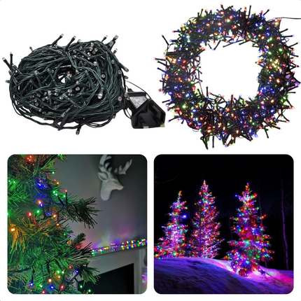 Cheqo® Micro Cluster - Kerstverlichting - Kerstboomverlichting voor Binnen en Buiten - 1000 LED's - 20m - Multicolor - 8 Functies - 270cm Boom - 2cm Ruimte - 3m Aansluitsnoer - IP44 Clusterverlichting