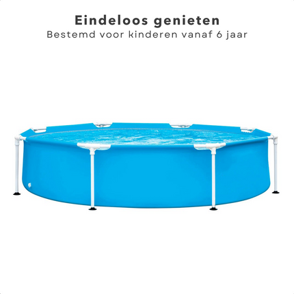 Cheqo® XL Opzetzwembad - Metalen Frame - Zwembad - Opzetbad - Ø244cm - 1828L - 38cm Waterhoogte Opzetzwembaden