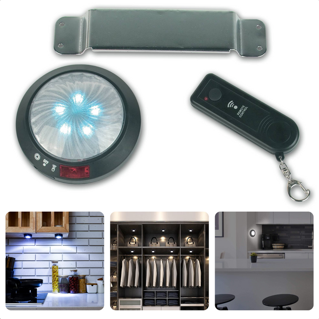 Cheqo® 5 Draadloze Lampen met Afstandsbediening - Magnetische Bodem - Bevestigingsbeugel - Inclusief 6 AAA Batterijen - Perfect voor In en Om het Huis - Op de Camping en Onderweg Draadloze LED Lampen