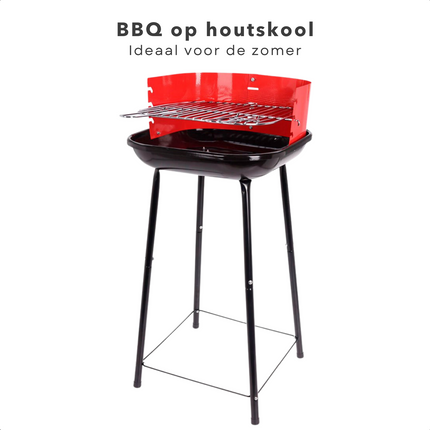 Cheqo® Houtskoolbarbecue - Houtskool BBQ - Barbecue - Ø41cm - Windscherm - Grillrooster - Vuurschaal 0,7mm - Gewicht 2.8kg BBQ