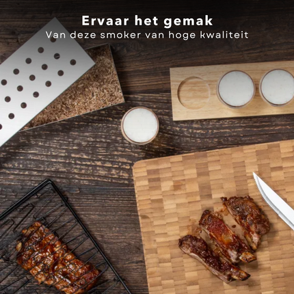 Cheqo® Luxe Barbecue Smoker - Rookbox voor BBQ - Smokerbox - Rookdoos - Rookoven - RVS - Rookgenerator - 22cm Smokerboxen