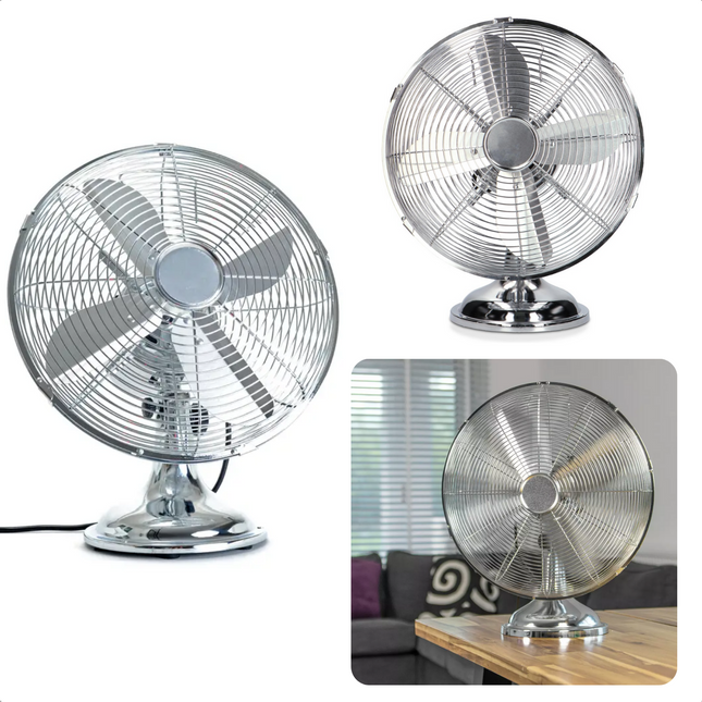 Cheqo® Tafelventilator - Staande Ventilator - Fan - 30 cm - Draai- & Kantelbaar - 3 Luchtstroomsnelheden Ventilator