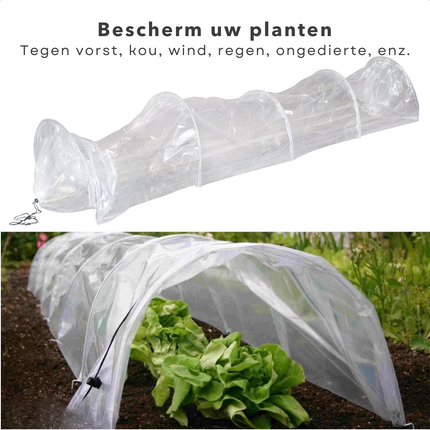 Cheqo® Kweekkas Tunnel - Kweektunnel - Tuintunnel - 300 x 45 x 45 cm - Zonder Bodem - Met 6 Stalen Bogen Kweektunnel