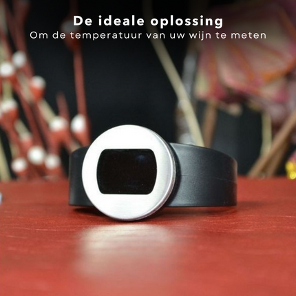 Cheqo® Digitale Wijn Thermometer - Thermometer voor Wijnfles - Wijn Accessoires - Meet Temperatuur - RVS & Kunststof - -9°C tot +70°C - 65-80mm Wijnthermometer