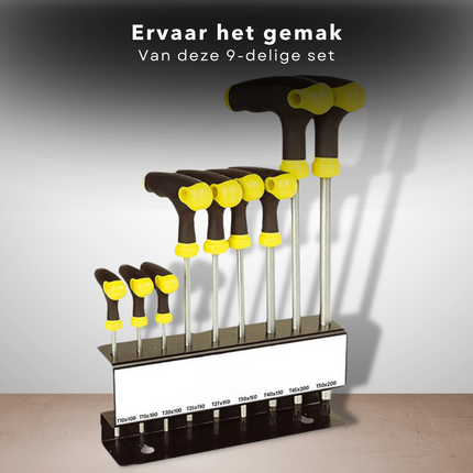 Cheqo® Torx T-Grepenset - 2-Componenten Grepen - Extra Geharde Magnetische Kop - Mat Verchroomd Vanadium Staal - Inclusief Metalen Rek - Handgereedschap - Schroevendraaierset - Gereedschapset Schroevendraaiers