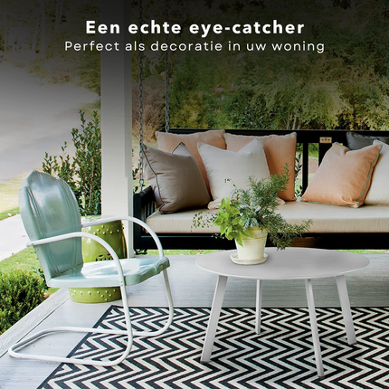 Cheqo® Tafel voor Loungeset - Metaal (Gepoedercoat) - Mat Lichtgrijs - Diameter 70 cm - Hoogte 40 cm - Draagvermogen 50 kg - Tafeltje voor Binnen of Buiten - Tuintafel - Bijzettafel Bijzettafel