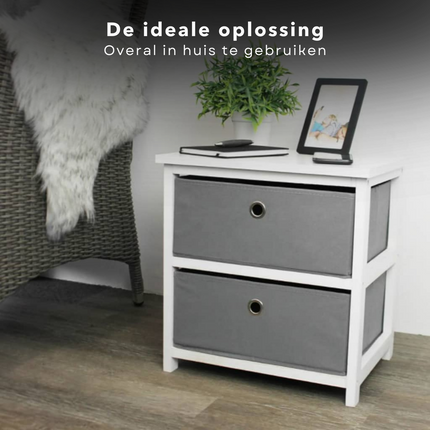 Cheqo® Opbergkastje - 2 Lades - Kastje - Nachtkastje - MDF - 45x40x30cm Opbergkast