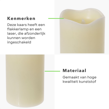 Cheqo® LED-Kaars met Laserfunctie - 12.5cm - Flakkerlamp & Laser - Op Batterijen - Veilig - Beweegbare Vlam - Realistische Nep Kaars - Theelichtje - Horeca Kaarsen - Waxinelichtjes - Wax Kaarsen - Kerstverlichting - Sfeerverlichting led kaarsen