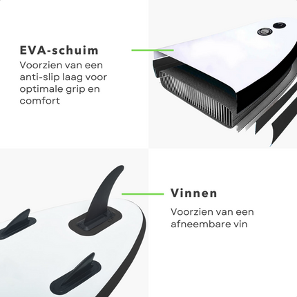 Cheqo® Complete SUP-Set - Opblaasbaar SUP Board - Stand Up Paddle Board - Tot 80kg - EVA Anti-Slip - Verstelbare Peddel - Met Rugzak en Handpomp - Blauw SUP Board