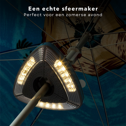Cheqo® Parasolverlichting - Parasol Lamp - Parasol Verlichting - 15 LED's - 19cm - 38-48mm - Op Batterijen - Moderne Zwart Parasolverlichting