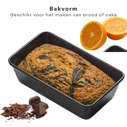 Cheqo® Bakvorm - Cakevorm - 23.3x13x7cm - Koolstofstaal - Non-Stick - Broodbakvorm - Cakebakvorm Bakvormen