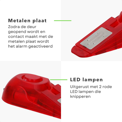 Cheqo® Deurstop Alarm - 110dB - 15cm - Anti-Inbraak Deurwig met Alarm - Beveiliging - Veiligheid - Thuis Deurwig