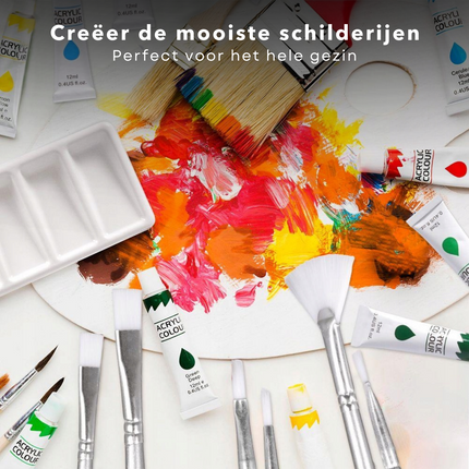 Cheqo® PRO Aquarelverf Set - Aquarel - Hobbyverf - 12ml - 12 Kleuren Hobbyverf