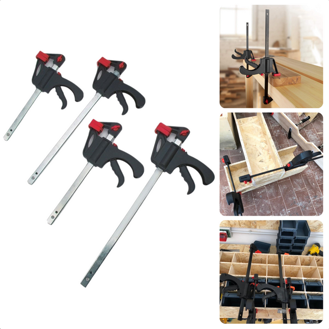 Cheqo® 4-Delige Lijmtangenset - Lijmklemmen - 2x150mm & 2x300mm - Lijm Klemmen - Hobbyklemmen Lijmklemmen