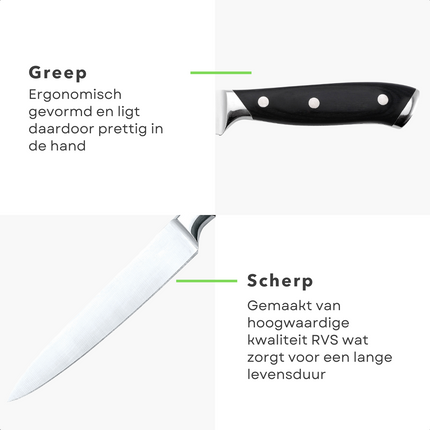 Cheqo® PRO Officemes - Office Mes - Chefmes - Koksmes - Keukenmes - Vlijmscherp - 12.5cm Koksmes