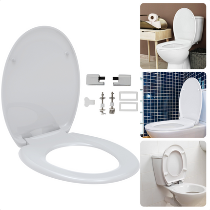Cheqo® Toiletbril Duroplast - WC Bril - 45 x 38 cm - 18 Inch - Wit - Verbinding ABS - Softclose WC-brillen