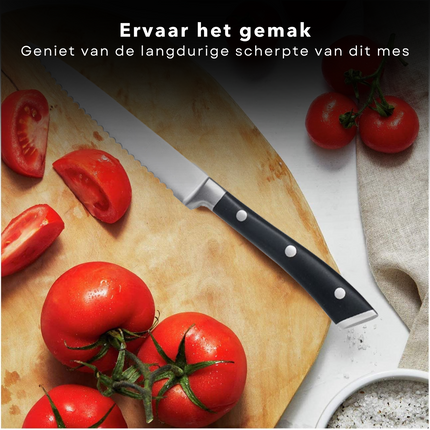 Cheqo® PRO Keukenmes - Utility Mes - Multifunctioneel - RVS - Kunststof Handvat - 24 cm - 12,5 cm Lemmet - 120 gram - Groente & Fruit Snijden Keukenmes