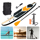 Cheqo® Complete SUP-Set - Opblaasbaar SUP Board - Stand Up Paddle Board - Ideaal voor Beginnende & Gevorderde Peddelsurfers - EVA Anti-Slip Bekleding - 150kg Max Belasting - Verstelbare Peddel - Met Handpomp & Reparatiekit - Oranje SUP Board