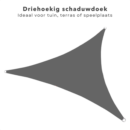 Cheqo® Schaduwdoek Driehoek - Donkergrijs - Waterafstotend Polyester 100% - Compleet met Touw - Verpakt in Afsluitbare Draagzak - 360x360x360cm Schaduwdoek