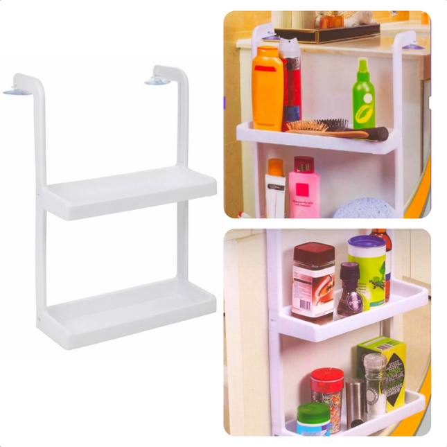 Cheqo® Ophangrek met Zuignappen - 40cm - Stijlvolle Opbergoplossing - Wandrek - Kruidenrek - Multifunctioneel Design - Sterke Zuignappen - Voor Badkamer, Keuken of Kantoor Wandrekken