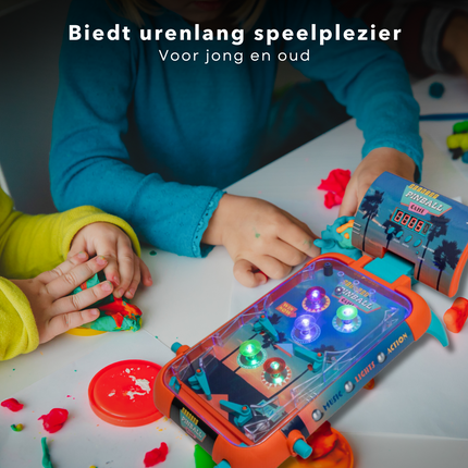 Cheqo® Flipperkast - Pinball Machine - 53x26 cm - Tafelmodel - Kunststof - 3 LR14 Batterijen - Muziek & Licht - 750 gram - Ideaal voor op tafel - Batterijen niet inbegrepen - Voor Kinderen - Voor Volwassenen - Cadeau - Tafelspel - Spelletje Spellen
