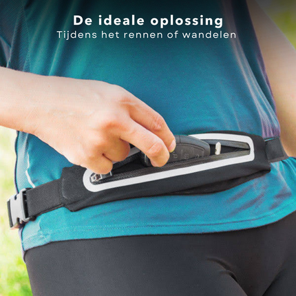 Cheqo® Verstelbare Sportriem met Rits - Running Belt - Running Bag - Heuptasje - Hardloop Heuptas - Hardloopriem - 100 cm Elastisch & Comfortabel - 100% Nylon - Ideaal voor Hardlopen, Wandelen & Fietsen Running belts