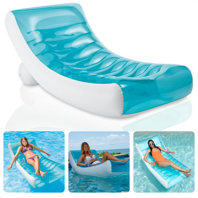 Cheqo® Opblaasbare Loungestoel - Opblaasbed voor Zwembad - Zwembad Bed - Luchtbed - 188x99cm - Max. 100kg Opblaasfiguren