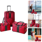 Cheqo® Kofferset - Koffer Set - Reisset - Trolleyset - Trolleykoffer 40.5x22x63cm - Trolleyreistas 33x25.5x50cm - Reistas 30x11x40.5cm - Telescopisch Handvat - Kogellagers - 2 Voorvakken - 600d Polyester - 6kg - Rood Kofferset