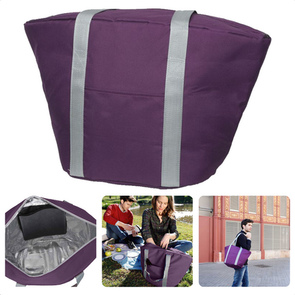 Cheqo® Geïsoleerde Koeltas - 22,3 liter - Paars - Isolerend - Thermische Binnenkant - Dubbel Handvat - Rits - 18,5 x 18 cm - Verstevigde Bodem - Voor Picknick & Boodschappen Koeltas