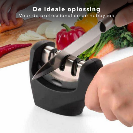 Cheqo® Messenslijper - Doortrekslijper - Messen Slijper - 3 Scherptestanden - Grof, Fijn, Keramisch - 20,5x5x7cm Messenslijper