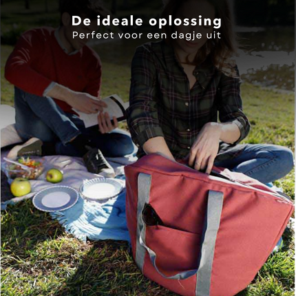 Cheqo® Geïsoleerde Koeltas - 22,3 liter - Roze - Isolerend - Thermische Binnenkant - Dubbel Handvat - Rits - 18,5 x 18 cm - Verstevigde Bodem - Voor Picknick & Boodschappen Koeltas