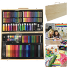 Cheqo® 180-delige Tekenset - Schilderset in Houten Koffer - Hobbyset - Tekenkoffer - Verfset - Schilderset - Tekendoos met Kleurpotloden en Waskrijt – Tekenkoffer – Tekenset Schilderpakket