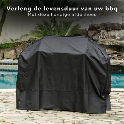 Cheqo® Afdekhoes BBQ - Cilindervormige BBQ - Barbecue Hoes - 95x60xh85cm - Zwart - Polyester - Incl. Opbergzak met Rits Barbecuehoezen