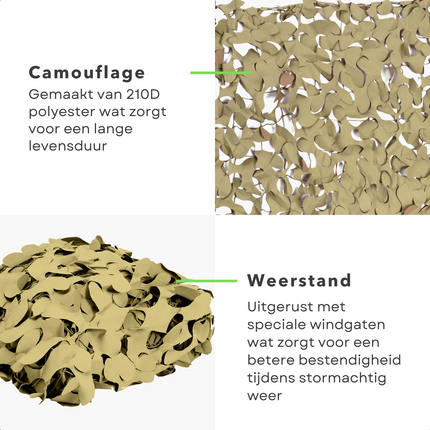 Cheqo® Schaduwdoek Camouflage - Camouflagenet - Camouflage Net - Buitennet - Driehoek 360x360x360cm - Olijfgroen - 210D Polyester - 3x 3.50m Touw - Met Afsluitbare Draagzak Schaduwdoek