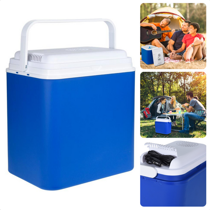 Cheqo® Elektrische Koelbox 12V & 230V - 24 Liter - Warm/Koud - Draagbaar - Inhoud 24L - Afmeting 39.5x23.5x40cm - Koud/Warm - Koelbox met Verwarmfunctie Koelbox