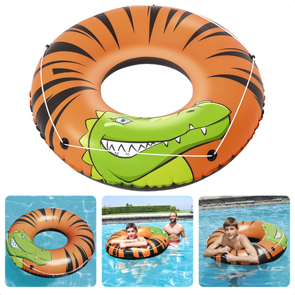 Cheqo® Zwemband Krokodil - Opblaasband - Zwemband - ø119cm - Opblaasfiguur - Opblaasbare Zwemband Zwembanden