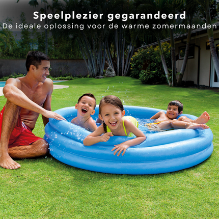 Cheqo® 3-Rings Zwembad - Opblaasbaar Zwembad - Opzetbad - Zwembad voor Kinderen - 147cm - 33cm - 3 Luchtkamers - Dubbelventielen -  Kinderbad Opblaas Zwembad