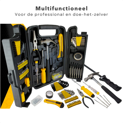 Cheqo® XL Gereedschapskoffer - Toolbox - Gereedschapskist - Handgereedschap - Met Klauwhamer, Tang, Schroevendraaiers en meer! - 142-delig Gereedschapsset