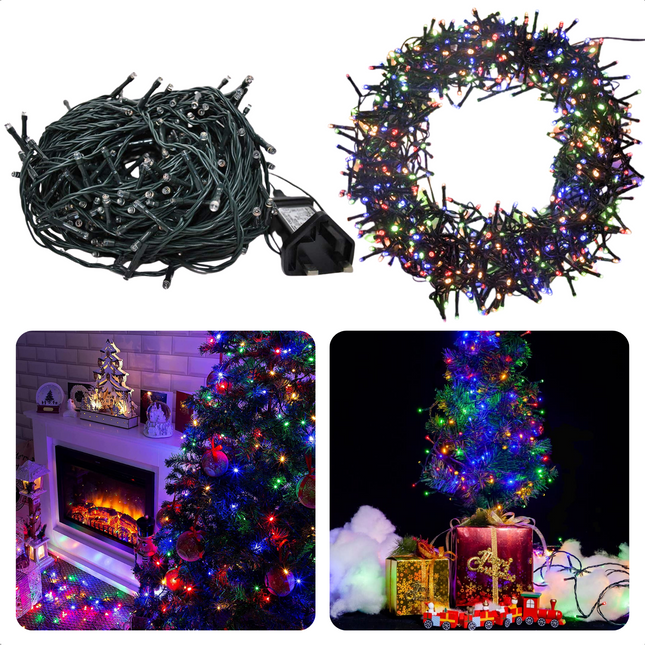 Cheqo® Smart Kerstverlichting - Kerstboomverlichting - 800 LED's Multicolor - 16m Lichtsnoer - Groen Snoer - App Bediening - 8-functies Controller - Voor Binnen & Buiten Kerstboomverlichting