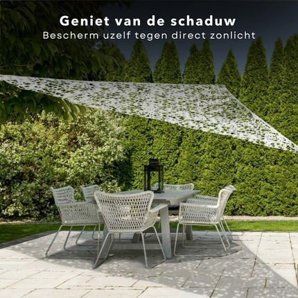 Cheqo® Schaduwdoek Camouflage - Camouflagenet - Camouflage Net - Buitennet - Driehoek 360x360x360cm - Lichtgrijs - 210D Polyester - 3x 3.50m Touw - Met Afsluitbare Draagzak Schaduwdoek