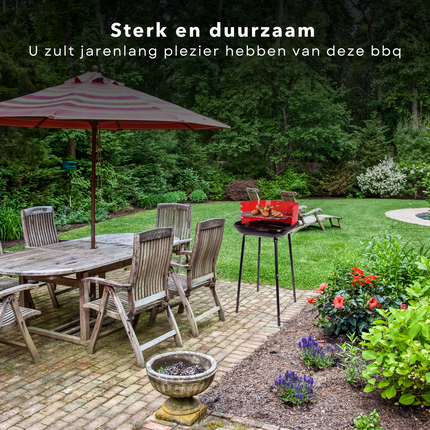 Cheqo® Houtskoolbarbecue - Houtskool BBQ - Barbecue - Ø41cm - Windscherm - Grillrooster - Vuurschaal 0,7mm - Gewicht 2.8kg BBQ