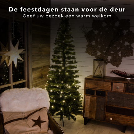 Cheqo® Kerstboomverlichting - Kerstverlichting LED - 80 LED - Warm Wit - Op batterij - 8 Lichtfuncties - Dual-Timer - 6m lengte - IP44 spatwaterdicht - 3x AA batterijen - 3V Kerstboomverlichting