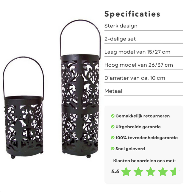 Cheqo® Kandelaar Set - Kaarsenhouder - 2 Stuks - Kaarsenhouders - 15/27cm & 26/37cm Kandelaars