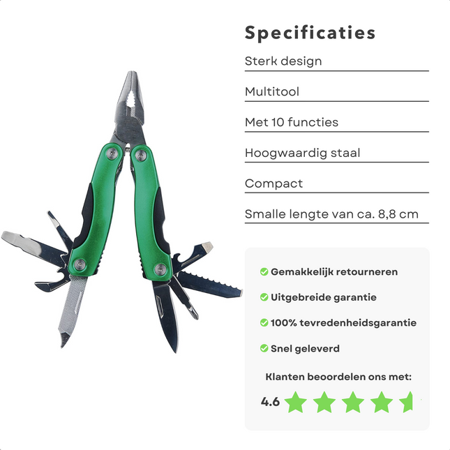 Cheqo® 10-in-1 Multitool - Gereedschap - Zakmes - Outdoor - Kamperen - 10 Functies Zakmessen