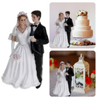 Cheqo® Trouwfiguur Bruidspaar 29cm - Polystone (Kunsthars) - Bruidstaart - Taartdecoratie Bruiloft - Taarttopper - 950g Taartfiguur