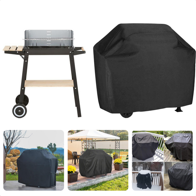 Cheqo® Afdekhoes voor Rechthoekige Barbecue - BBQ Hoes - Barbecuehoes - Barbecue Hoes - 95x50x75cm - Zwart - Polyester - Incl. Opbergzak met Rits Barbecuehoezen